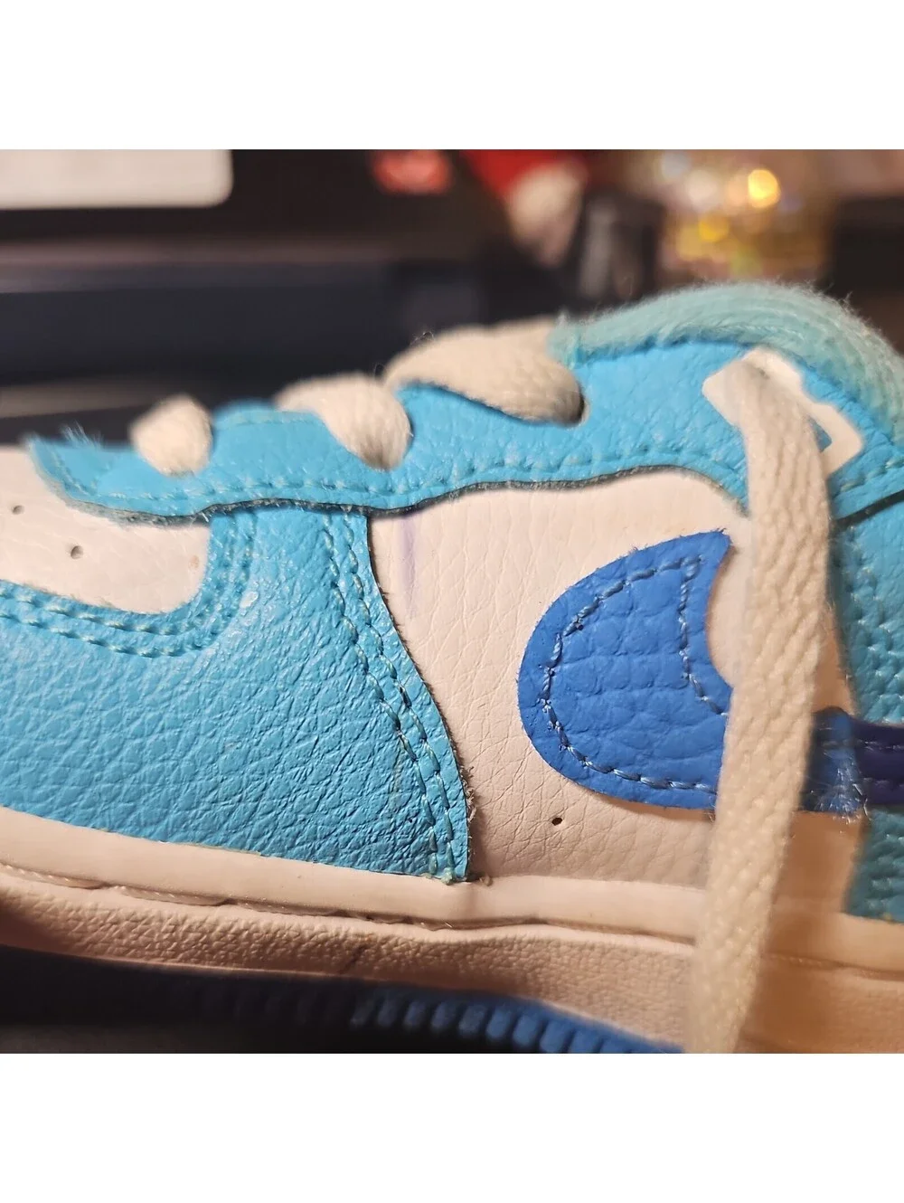 Nike Force 1 LV8 2 Little Kids Blue And White Low Top Lace Up Sneakers Size 8C